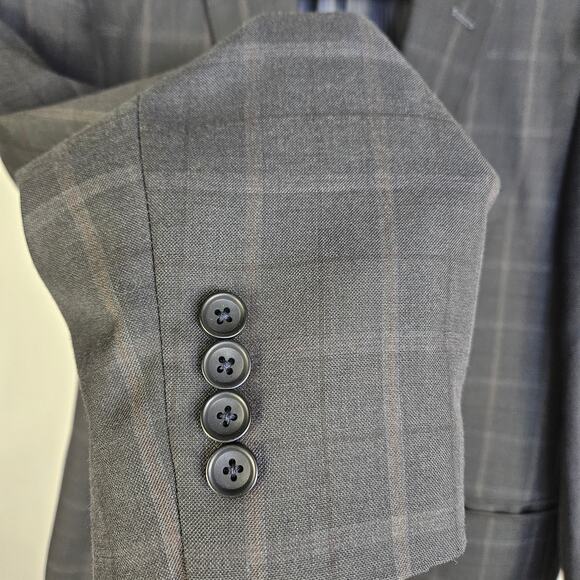 Bertolini Smart Wool Silk Blend Men’s Suit Jacket 46R Pants 40W 46/40 Windowpane - Picture 11 of 16